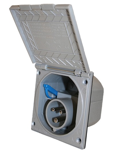 Sisäänottorasia 230v hopean harmaa, CEE Upotettava, 100x100 CEE - Sähkörasiat, pistokkeet - 16780 - 1