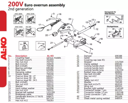 Työntöjarru AL-KO 200V ilman kuulakytkintä Vetopää - AL-KO - 10370 - 2