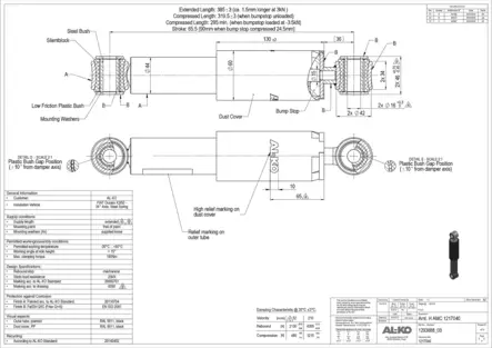Iskunvaimennin AL-KO AMC BTR BTR A3-90-420/120A-S2 385mm - Ilmajousisarjat/iskunvaimentimet - 16321 - 2