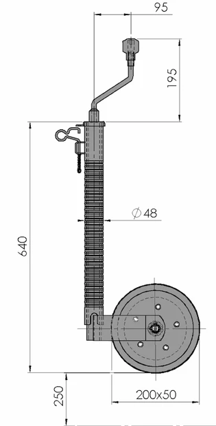 Nokkapyörä Rihlaputki 300kg AL-KO Nokkapyörä teräsvanne 48mm putki - AL-KO - 10411 - 2