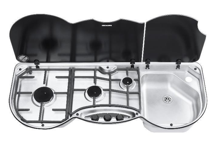 Liesi-allas yhdistelmä 353 oik, 3 liettä allas oikealla. (kxlxs) 160x980x410 mm - Liedet uunit - 11981 - 1