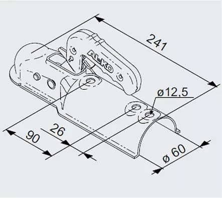 Kuulakytkin AK7 60mm pyöreälle putkelle AL-KO 750kg jarruton - AL-KO - 23362 - 2