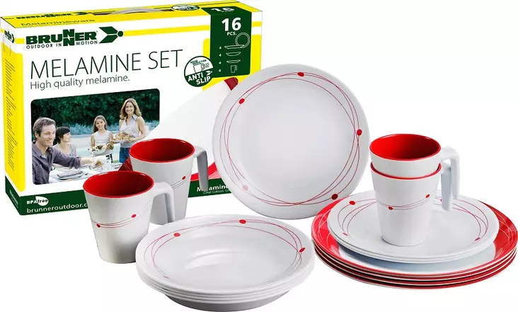 Brunner melamiiniastiasto Cosmic, liukueste, 16 osaa - Ruokailu ja kattaus - 7672 - 1