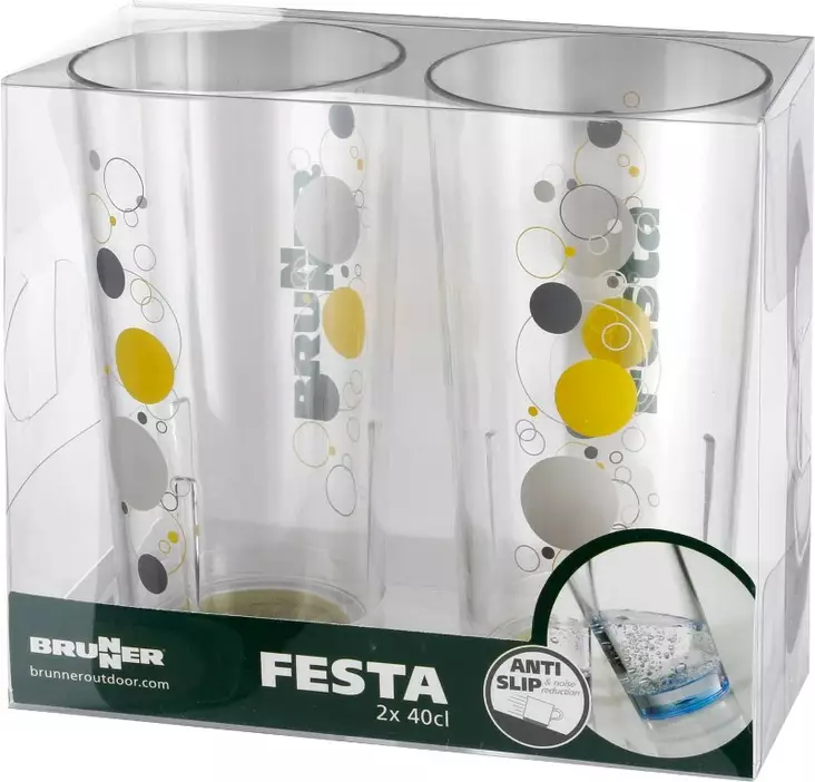Juomalasipakkaus Festa Space, 2 kpl 40 cl, liukueste, polykarbonaatti - Ruokailu ja kattaus - 8112 - 1