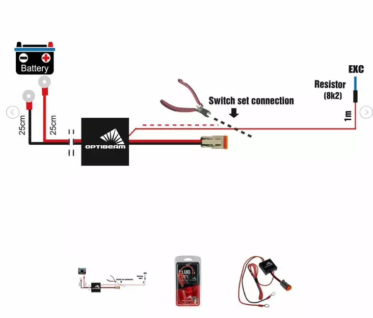 Kytkentäsarja lisävalolle 0900397 DT Optibeam - Ajoneuvovalaisimet - 21432 - 1