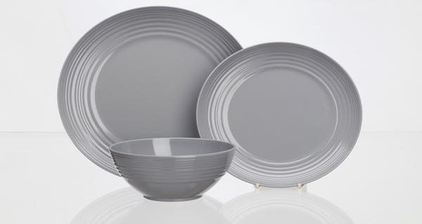Flamefield melamiiniastiasto Non Slip harmaa, 12 osaa - Ruokailu ja kattaus - 21354 - 1