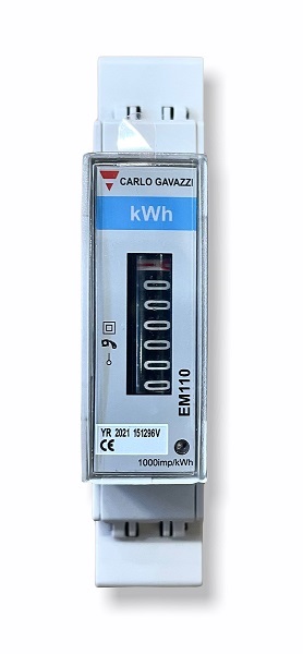 KWh-mittari, 1-vaihe, analoginen EM110 116x17,5x62mm, DIN aukkoon EM110 - Sähkötarvikkeita - 624 - 1