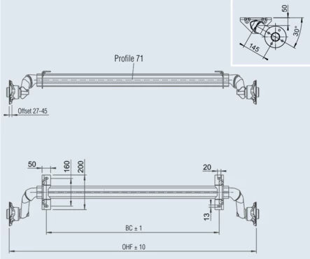 Akseli jarruton 750kg B1450 C1880mm AL-KO akseli optima 4X100 - AL-KO ja bpw - 25895 - 3