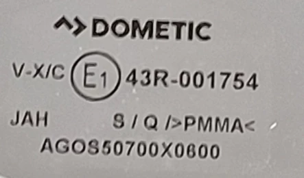 Dometic ikkunalasi 700x600 S5, lasi 668x534 harmaa, maitolasi - Ikkunat ja osat - 23225 - 2