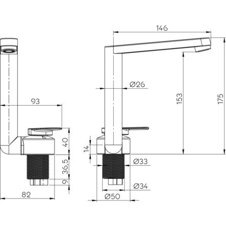 Reich sekoitushana Twister musta, pitkä Kovaputkiliitos - Hanat Reich - 21296 - 2