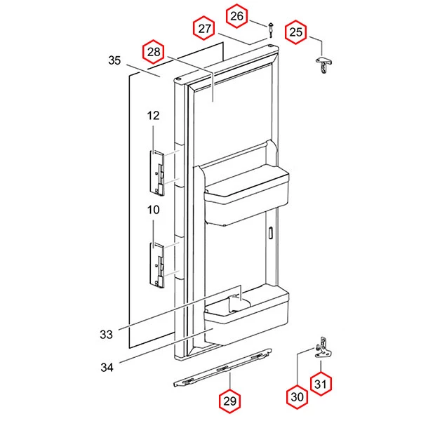 Thetford ovi T1090 MK2, kahva alhaalla - Jääkaappien varaosat Thetford - 15438 - 1