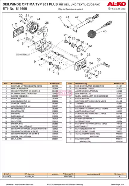 Vintturin kahvan kiinnikepultti 901A AL-KO 901A vinssin kiinnikepultti - Varaosat - 17109 - 1