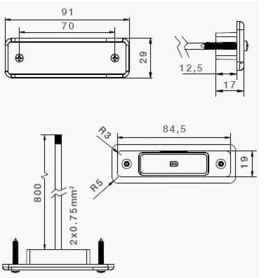 Aspöck rekisterikilvenvalo 12v led Rekisterikilvenvalo led upotettava - Aspöck - 24399 - 2