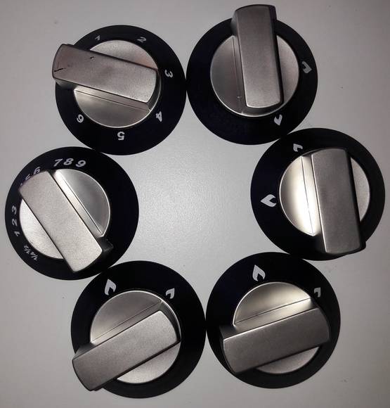 Säädinnuppisarja 6kpl, satiini SOH71XXX - Liesien ja uunien varaosat - 10089 - 1